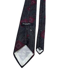 Christian Dior Men's Burgundy Paisley Skinny Tie Designer Classic